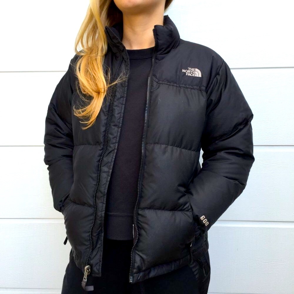 North Face 600 Down Puffer Classic Cold Weather Fall/Winter Cozy Black Jacket - Picture 2 of 16